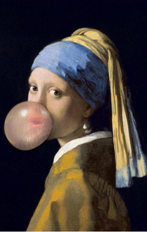 Meisje met de parel bubblegum zwart geen lijst 1